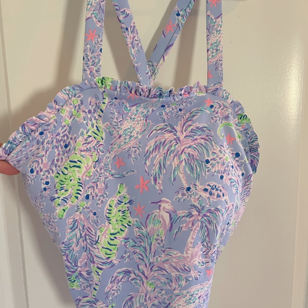 Lilly Pulitzer Luxletic Letitia Bra Tank Top Blue Peri the Turtle